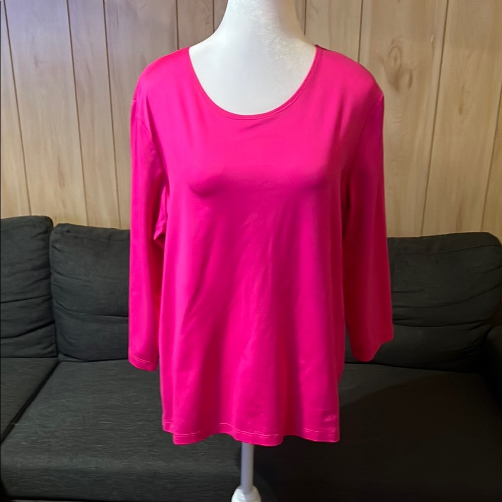 A’NUE LIGNE Chic Hot Pink Long Sleeve Top Size 12